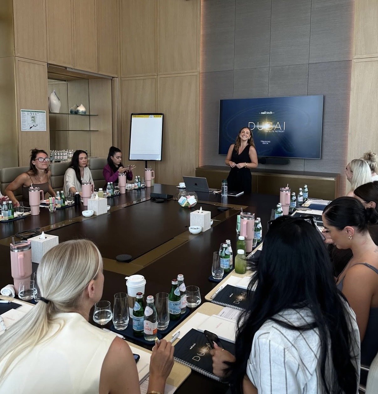 Amy Guy leading a training session at The Nail Tech Org's Dubai retreat
